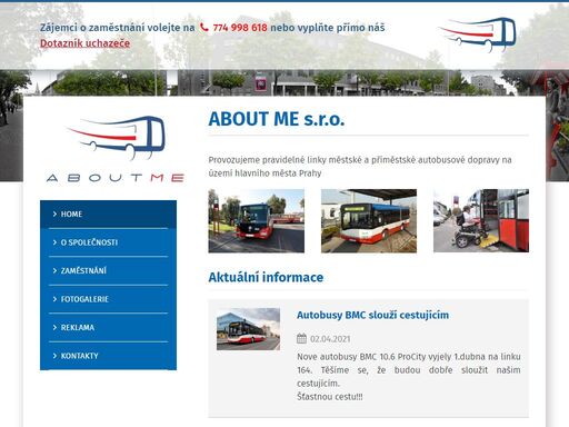 about me s.r.o. - provozujeme pravidelné linky městské a příměstské autobusové dopravy na území hlavního města prahy