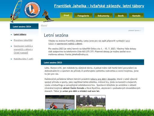  františek jahelka - organizace letních táborů, lyžařských výcvikových pobytů a dalších sportovních akcích, ,
