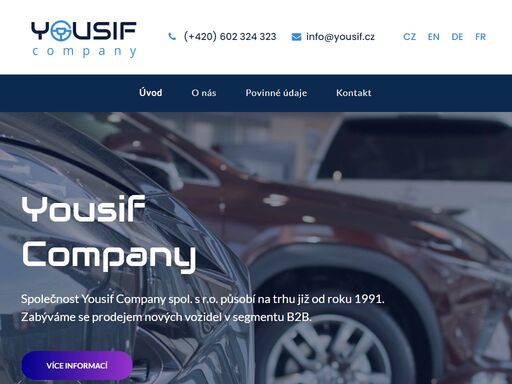 společnost yousif company spol. s r.o. působí na trhu již od roku 1991. zabýváme se prodejem nových vozidel v segmentu b2b.