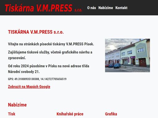 nabídka - tiskárna v.m.press písek -  prokopova 78/2, 397 01 písek. +420 602 194 198. info@vmpress.cz 
