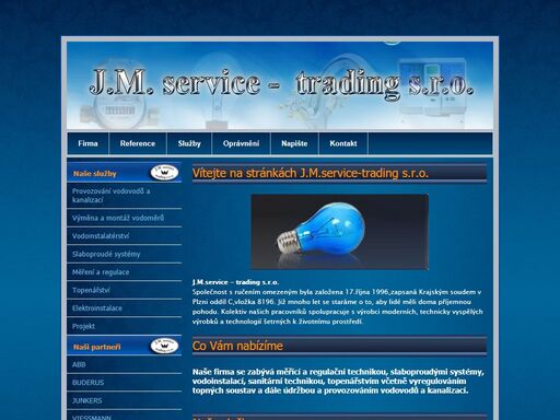 j.m service-trading s.r.o. - elektromontáže - elektroinstalace - měření - regulace - slaboproud - vodoinstalatérství - topenářství