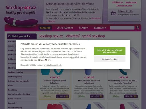 v nabídce sexshopu najdete erotické pomůcky, prádlo i kosmetiku, vše za skvělé ceny. v sexshop-sex.cz odesíláme rychle a diskrétně.