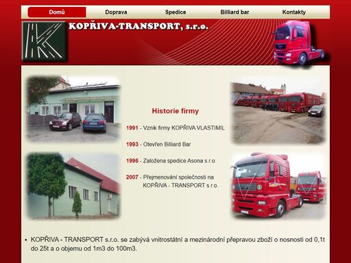 kopřiva-transport, s.r.o. zajišťujeme vnitrostátní a mezinárodní přepravou zboží o nosnosti od 0,1t do 25t a o objemu od 1m3 do 100m3.