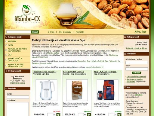 e-shop kava-caje.cz nabízí široký výběr kvalitní kávy a čajů. záruka nízkých cen.