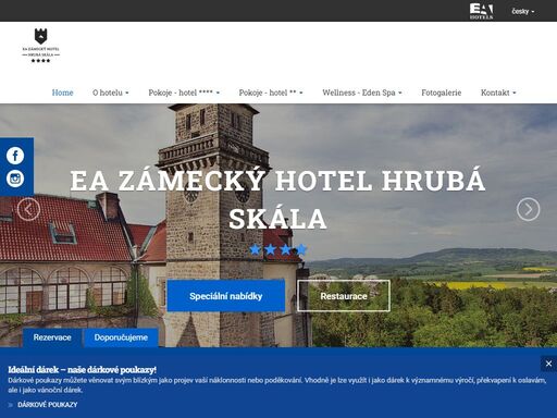 zámecký hotel hrubá skála se nachází v českém ráji, na pískovcové skále asi 6 km jihovýchodně od turnova nad obcí hrubá skála.