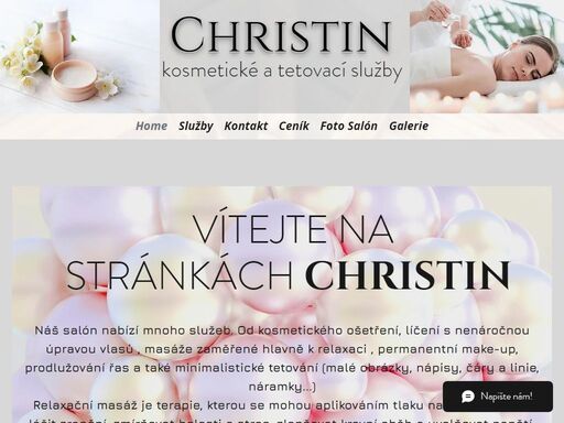 www.christin.cz, masáže kristýna, masáže zlínský kraj, christin visage & massage, masáže city club rožnov,