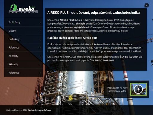 aireko plus, odlučování, odprašování, průmyslová vzduchotechnika a klimatizace.