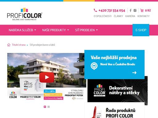 společnost profi color provozuje síť prodejen barev, laků, omítkovin a malířského vybavení v české republice.