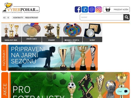 internetový obchod zaměřený na prodej sportovních pohárů, trofejí, medailí a ostatních trofejí