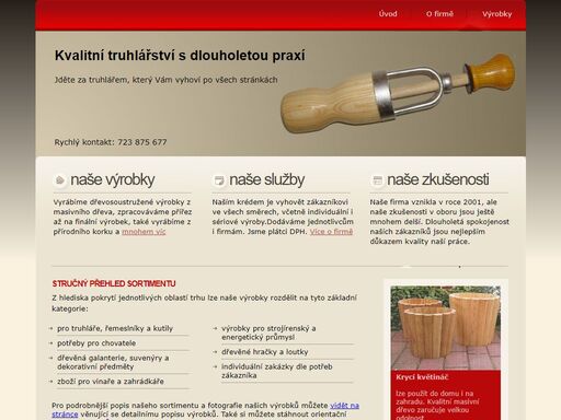 www stránky truhlářství a dřevosoustružnictví miroslav drapák