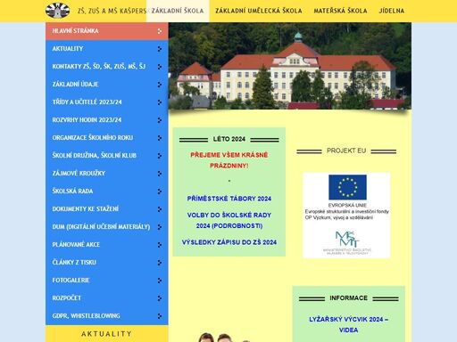 webový portál základní školy, základní umělecké školy a mateřská školy kašperské hory.
