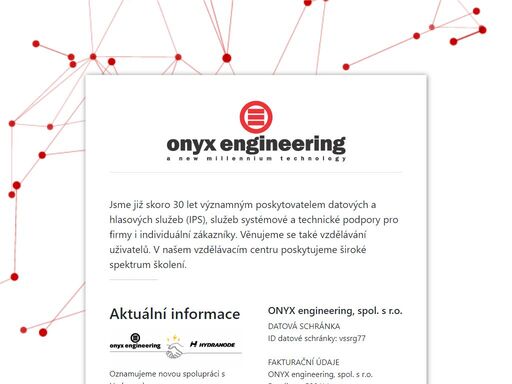 onyx engineering poskytuje služby v oblasti internetu, voip volání, školení a správy datových sítí