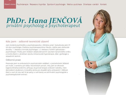 phdr. hana jenčová, privátní psycholog, klinický psycholog,  psychoterapeut, sportovní psycholog, 23 let praxe
