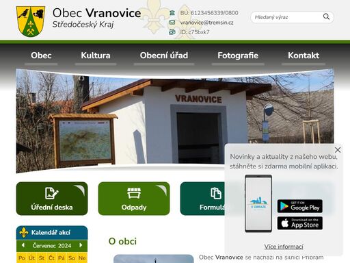 oficiální stránky obce vranovice