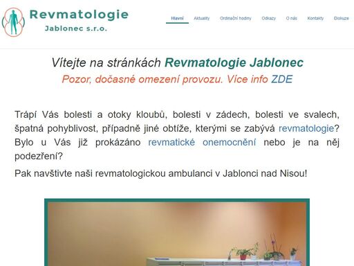 webové stránky revmatologické ordinace v jablonci nad nisou