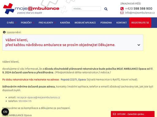 moje ambulance – největší síť ordinací praktických lékařů pro dospělé v čr. 12hodinová ordinační doba, online registrace i objednávka, hrazeno ze zp. 