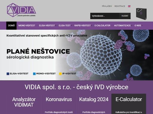 vidia spol. s r.o. je česká biotechnologická firma zabývající se výrobou a vývojem diagnostických souprav pro humánní medicínu a životní prostředí. 