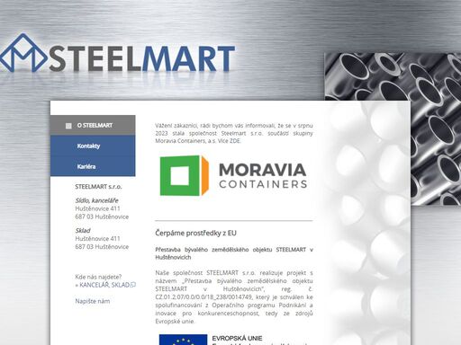 steelmart - nákup a prodej hutních materiálů včetně nabídky služeb v oblasti dělení a dopravy zboží.