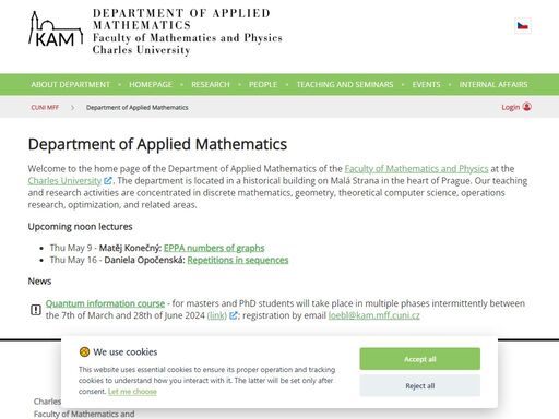 department of applied mathematics | faculty of mathematics and physics