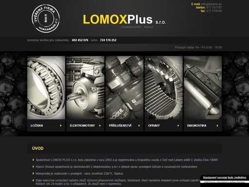 lomox plus - ložiska, elektromotory, opravy...
