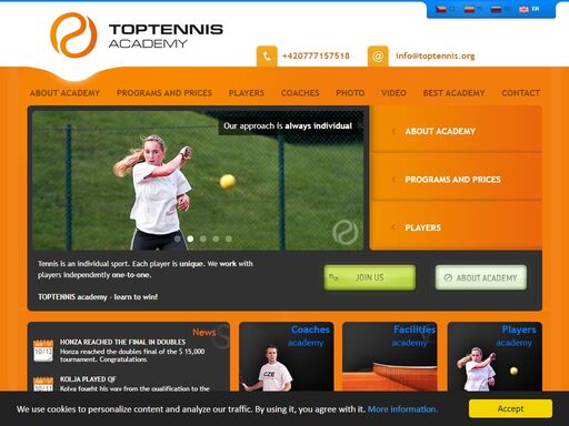 tennis academy and tennis school toptennis academy in europe, czech republic, offers tennis programs for juniors, adults and kids.