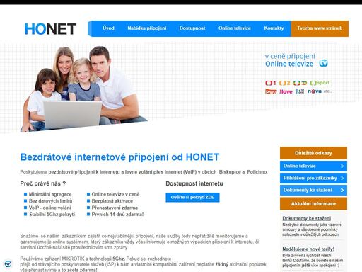 honet -  internet pro biskupice a polichno /  tvorba www stránek