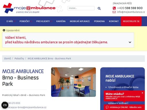 moje ambulance – největší síť ordinací praktických lékařů pro dospělé v čr. 12hodinová ordinační doba, online registrace i objednávka, hrazeno ze zp. 