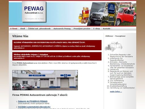 společnost pewag s.r.o. - autorizovaný distributor olejů a maziv shell, 
odborný servis mercedes-benz.