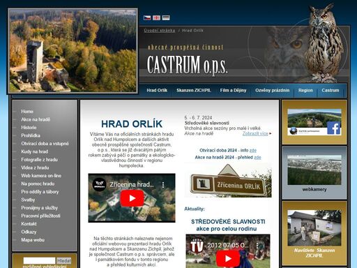 castrum o.p.s. - hrad orlík - skanzen zichpil - filmový festival film a dějiny