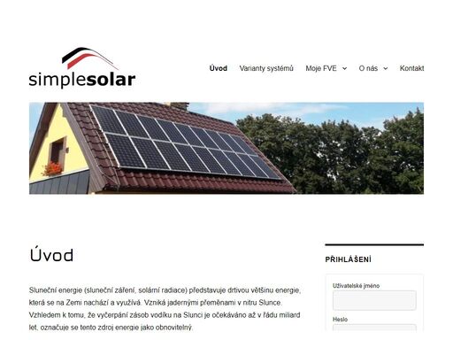 úvod - solární panely- fotovoltaika - fv systémy simplesolar solární systémy, návrhy, řízení, realizace, e-shop