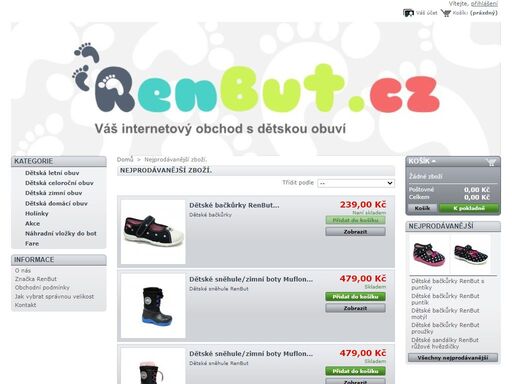 internetový prodej dětské obuvi renbut. široká nabídka kvalitních dětských bot za příznivé ceny.