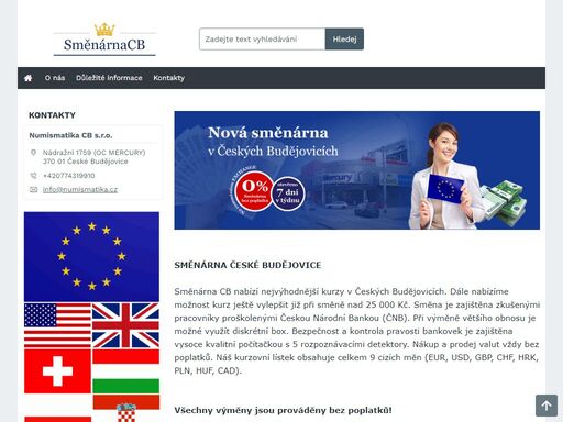 směnárna české budějovice, směnárna bez poplatku, otevřeno 7 dní v týdnu