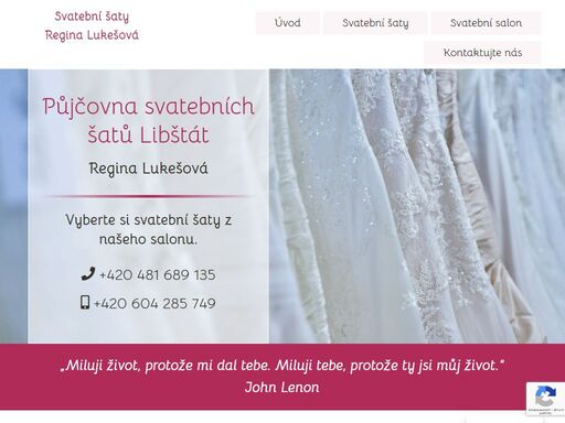 půjčovna svatebních šatů libštát, regina lukešová. vyberte si svatební šaty z našeho salonu. tel.: +420 481 689 135. mob.: +420 604 285 749.