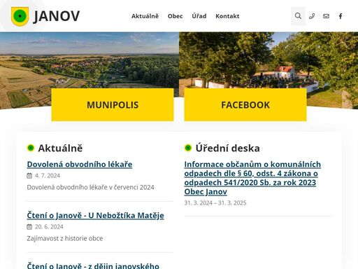 oficiální stránky obce janov
