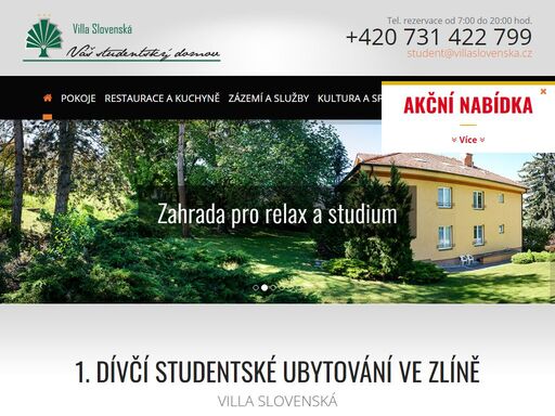 villa slovenská nabízí 1. dívčí studentské ubytování ve zlíně v luxusní vile za skvělé ceny.