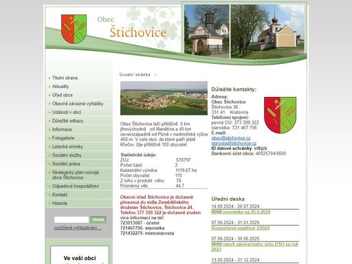 oficiální stránky obce štichovice