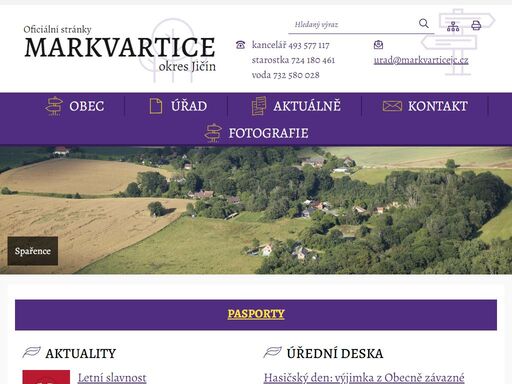 oficiální stránky obce markvartice
