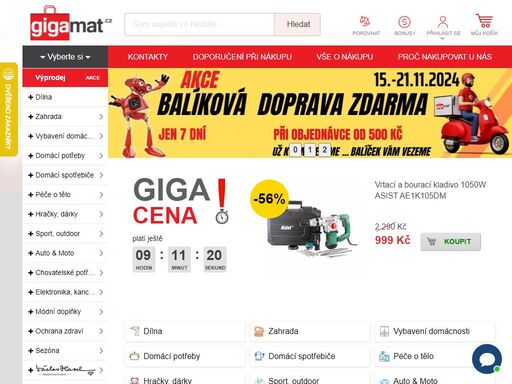 gigamat.cz - nákupní galerie - nářadí, vše pro domácnost, malé elektrospotřebiče, vše na zahradu