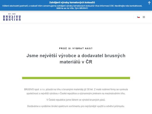 brusivo spol. s.r.o. - největší dodavatel a výrobce brusných materiálů v čr. dodáváme a vyrábíme široké spektrum sortimentu pro nejrůznější využití a odvětví průmyslu. brusné pásy, brusné výseky, řezací kotouče, fíbry a mnoho dalšího.