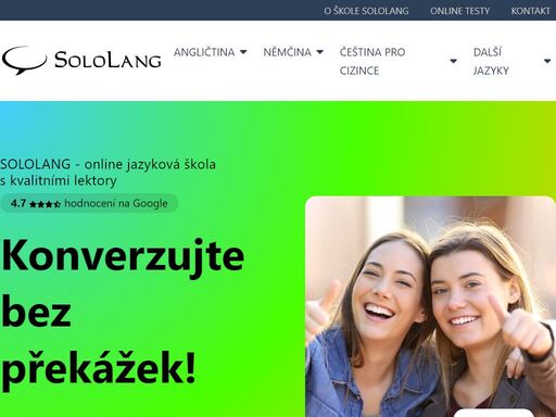 jazyková škola sololang - individuální online výuka jazyků a online jazykové kurzy angličtiny, němčiny, češtiny pro cizince a dalších jazyků.