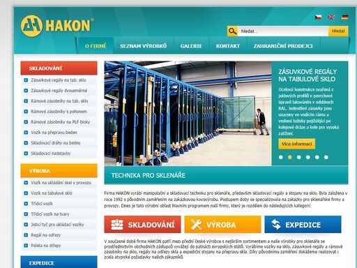 hakon s.r.o. nabízí manipulační a skladovací techniku pro sklenáře