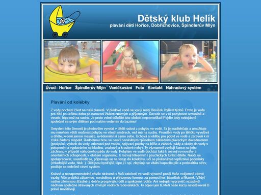 dětský klub helík - plavání kojenců, batolat a dětí - hořice, špindlerův mlýn