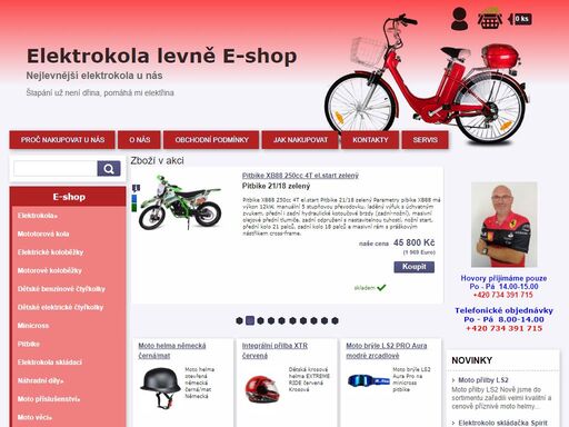 e-shop: elektrokola, moto kola, dětské elektrické čtyřkolky, náhradní díly.