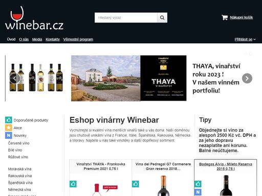 internetová vinotéka winebar s pestrou nabídkou vín. rakouská a španělská vína doplňují moravská a další vína z celého světa. prodáváme také vinotéky.