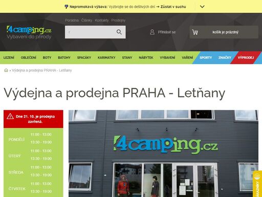 pořiďte na pobočce letňany vybrané outdoorové a kempingové vybavení nebo vyzvedněte svou objednávku z e-shopu 4camping! info o prodejně zde ?