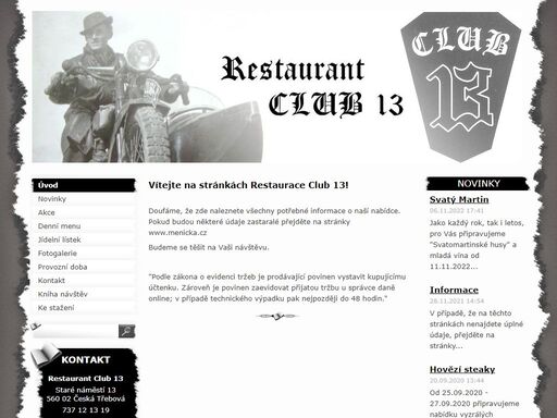 restaurant club 13 klub česká třebová staré náměstí restaurace třináct třináctka 