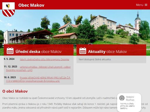 oficiální webová prezentace obce makov u litomyšle