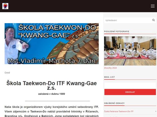 stránky školy taekwon-do itf kwang gae z.s


