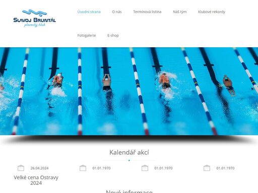 stránky sportovního klubu se zaměřením na závodní plavání