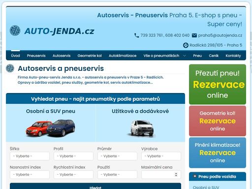 profesionální autoservis a pneuservis v praze 5 - radlicích. prodej pneumatik on-line za skvělé ceny!